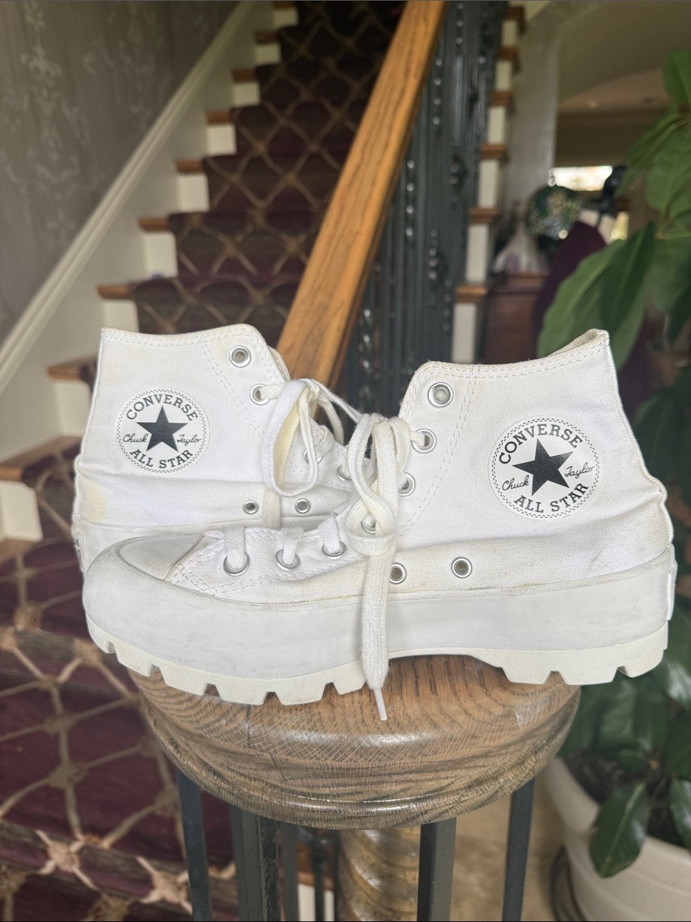 CONVERSE Chuck Taylor ALL STAR platform sneakers, white size 7 preowned - Picture 10 of 10